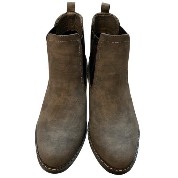 Boutique by Corkys Ankle Boots Womens 8 Grey Brown Plaid Fall Pull Tab Vegan - Picture 6 of 8